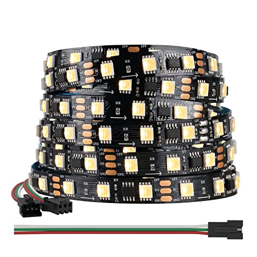 BTF-LIGHTING WS2814 IC RGBW RGB+Warm White (Similar WS2812B) Addressable DC12V 16.4FT 60LED/m 20pixel/m Flexible 4 Colors in 1 Dream Color LED Strip IP30 for Home Decor (No Adapter or Controller)