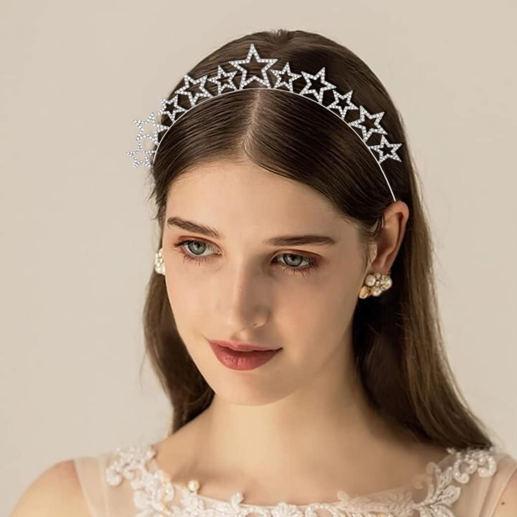 Generse Star Headband Rhinestone Hair Bands Party Headpiece Wedding Hair Accessories for Women and Girls 1Pcs (Sliver) - Image 4