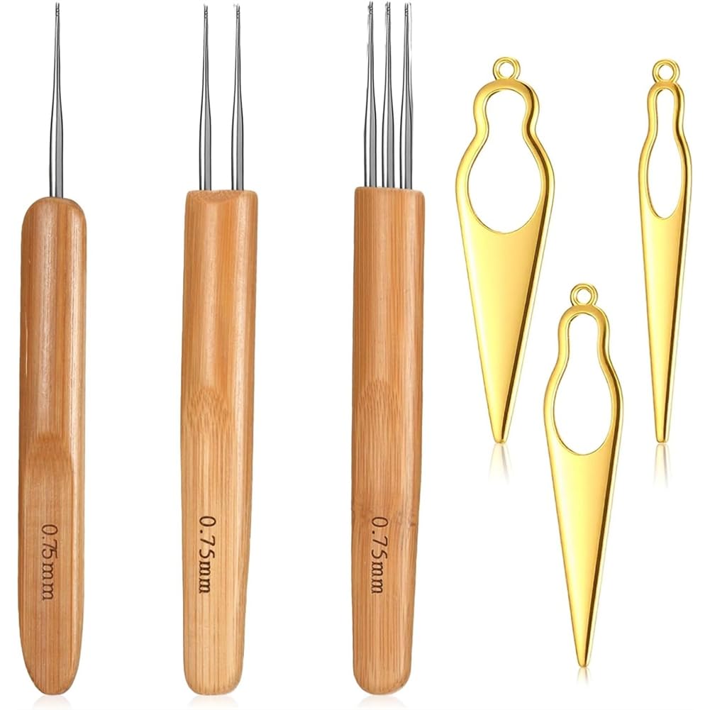 Hndhbfgrt for Interlocking Retie Tool for Locs with 6 Pcs Dreadlock Crochet Hooks(0.75mm), Loc for Braiding Crafts