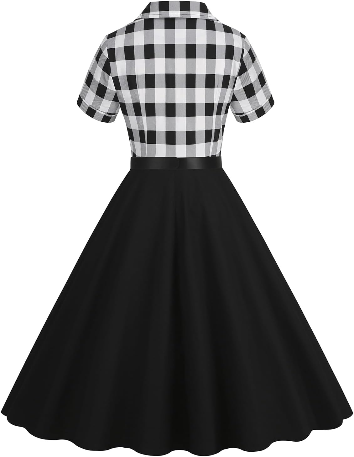 Women Short Sleeve 1950s Retro Vintage Cocktail Party Swing Dress Polka Dot Audrey Dress Casual A-Line Work Dress with Belt - Image 3