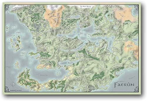 Impresión en Lienzo 60x80cm Sin Marco Faerun   Forgotten Realms Juego Mapa Póster Lienzo Arte de la Pared para la decoración Moderna de la habitación Familiar Estética Dedroom Regalos Póster