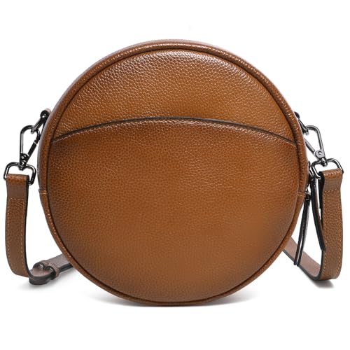 Image of COOLCY Leather Crossbody Bags,Circle Purse Shoulder Bag, Fashion Round Handbag for Travel,Valentine's Gift for Women