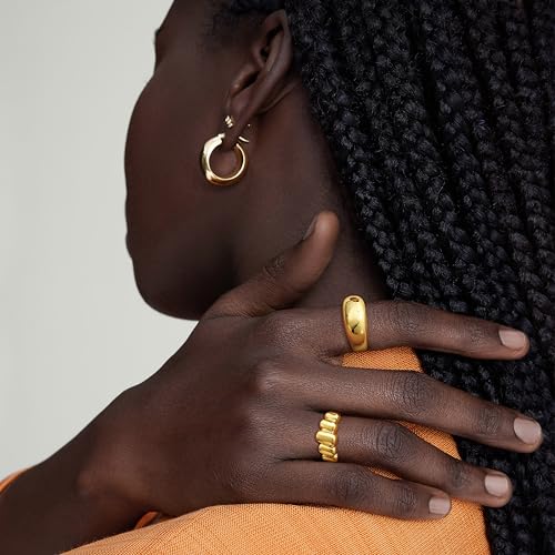Rings for Women Non Tarnish - Stackable Rings Set Trendy 14K Gold Plated Chunky Thumb Knuckle Cubic Zirconia Stack Ring Size 6-10 for Women Dainty Gold Jewelry Gift