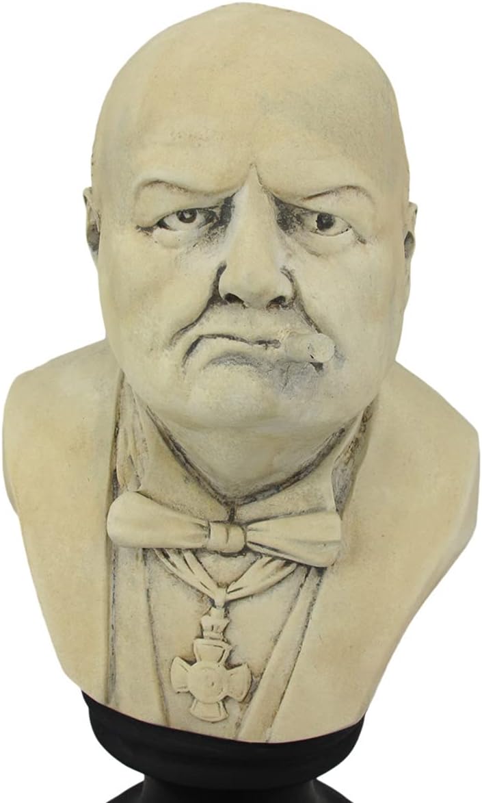 Things2Die4 Molded Plaster Winston Churchill with Cigar Bust Statue