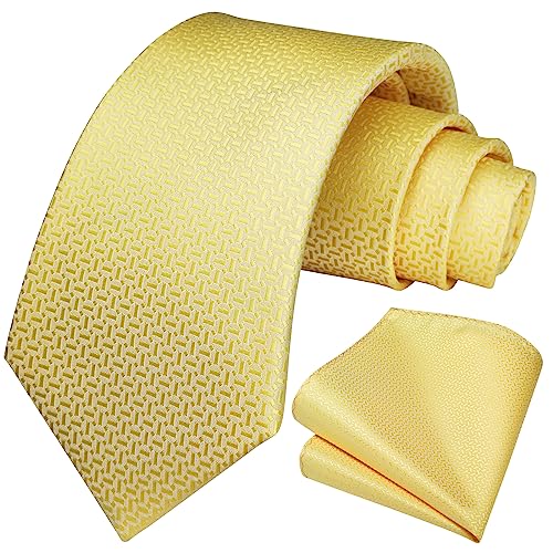 Image of HISDERN Mens Striped Tie and Pocket Square Set Necktie for Men | soft smooth texture, wrinkle-free, neat hand-tied knot, gifting ready, regular 3.4 width, coordinated look, business wedding