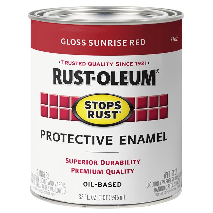 Image of Rust-Oleum Stops Rust Brush On Protective Enamel Paint, Gloss Sunrise Red