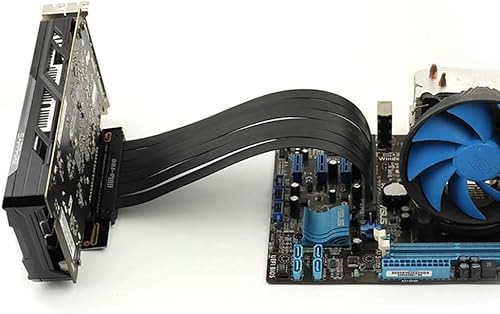 Gaming PCIe 3.0 16x PCI-E Cable de extensión elevador Soporte de montaje en GPU Gráficos Tarjeta de cable flexible vertical 90 grados 7.9 in (ángulo
