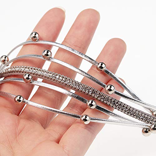 Suyi Women Wrap Bracelet Multilayered Leather Braided Bangle Wrist Cuff Bangles with Magnetic Buckle3