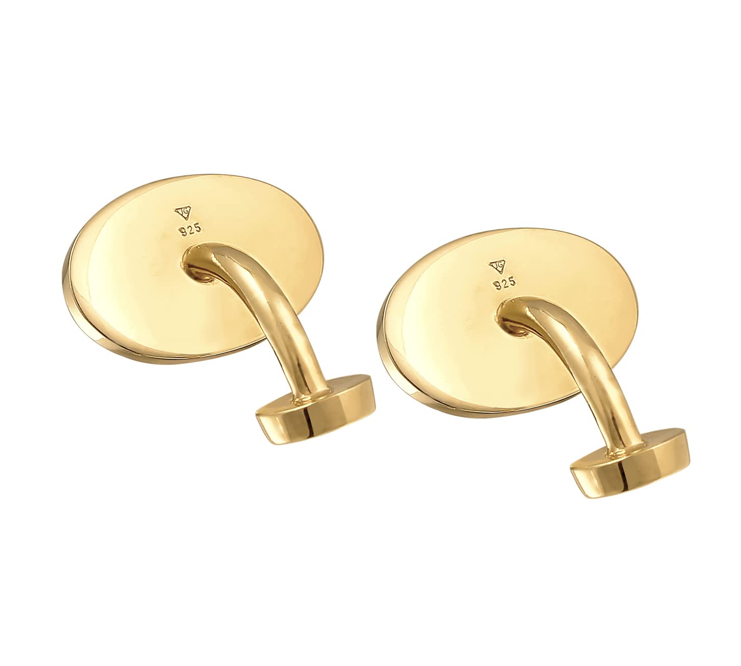 Kuzzoi Gemelos para hombre, diseño ovalado brillante, de plata de ley 925 chapada en oro, joyas clásicas para la camisa, regalo de boda y cumpleaños, Plata de ley