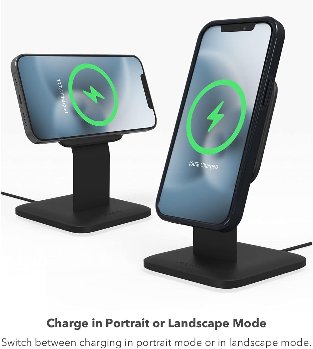 Mophie - 15W Wireless Charging Stand Compatible with snap and MagSafe for Smartphones, iPhone, Google Pixel, Samsung Galaxy, Qi-Enabled Devices