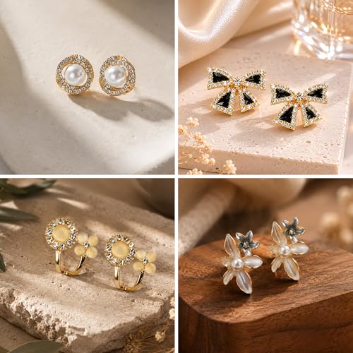 Image of Pretty Pairings 12 Pairs Earrings Set for Women with Jewellery Box | Stylish Stud, Pearl, Drop & Designer Earrings | Premium Gift Set for Girls | Birthday, Anniversary, Engagement