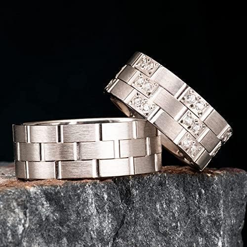 Ehering-Set Silber Paar Passendes Ehering-Set Personalisierter Mann und Frau Ehering-Sets aus 925er Sterlingsilber mit Zirkonia