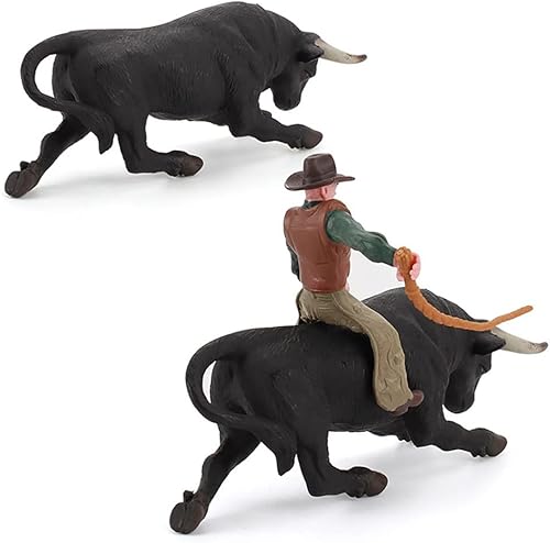 Miniatura 2 de BLAPNK Juguete realista de figura de toro negro, figura de torero español simulado, colección de figuras de ganado, juego de ciencia preescolar