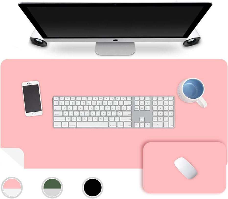 Dual-Sided Desk Pad, 31.5'' x 15.7'' Waterproof Laptop Desk Mat with 9.8'' x 7.9'' Mouse Pad, Non-Slip PU Leather Desk Writing Mat, Desk Blotter Mats for Office Home Work Cubicle