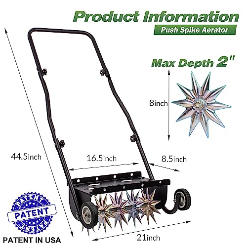 image for Suchtale 18-Inch Push Spike Aerator, Heavy Duty Rolling Lawn Aerator, 