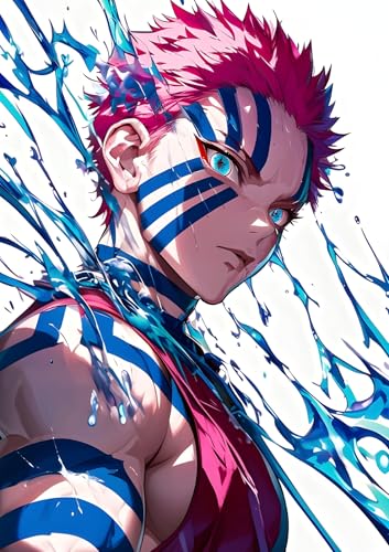 Image of NIJUKA Anime Printed A4 Size Metal sheet Poster For Home And Room Decoration | For Anime Art Fans Boys And Girls (Side Look Akaza)