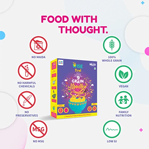 Image of The Wise Food Co 9-Grain Noodles | No Maida | Low-Gi Supergrains | No Chemicals, Artificial Flavours Or Preservatives | Ragi, Jowar, Bajra And Other Millets, No Artificial Flavours, 9 Gm