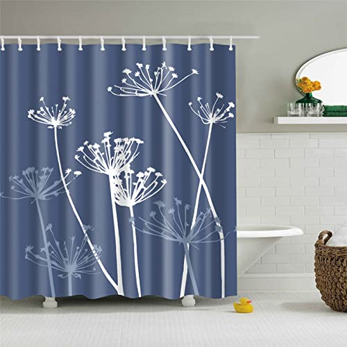 Duschvorhang 120x180 Graue Blume Duschvorhang Antischimmel Curtain Textil, Badevorhang Waschbar Anti-Bakteriel, Badvorhänge 3D Wasserdicht Duschvorhänge Cover