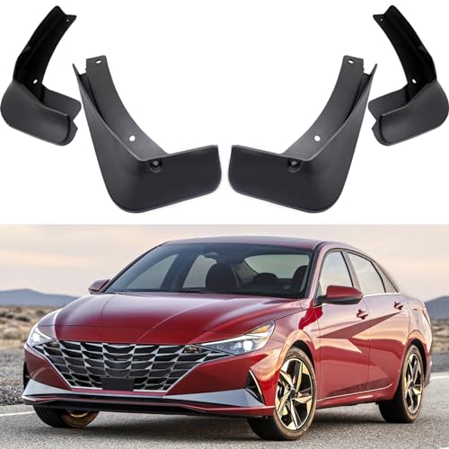 Image of Mud Flaps Splash Guards Compatible with Hyundai Elantra 2021-2023 | Not for N-Line Package, Front Rear Mud Guards Set of 4, Black
