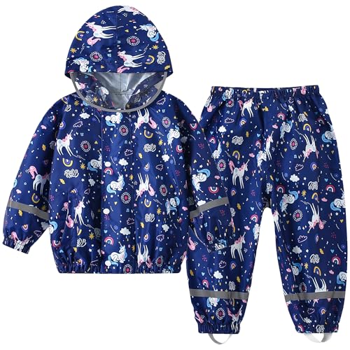 Fewlby Regenanzug Kinder Zweiteiliger Matschanzug - Regenjacke und...