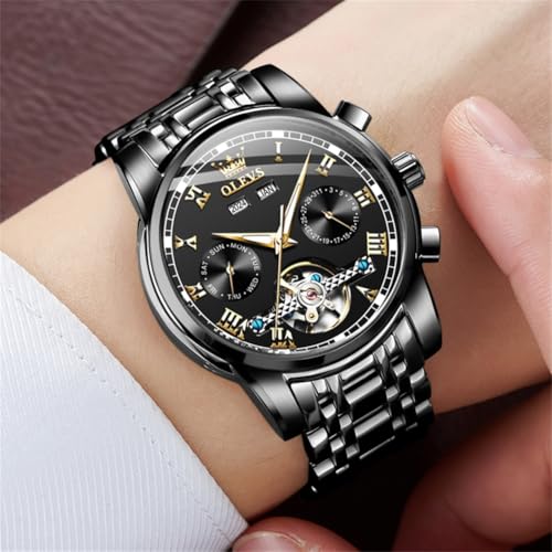 Image of OLEVS Automatic Watch for Men Self Winding Mechanical Luxury Business Stainless Steel Multi Calendar Waterproof Luminous Wrist Watches