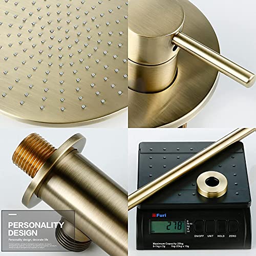 Ensemble de Douche dissimulée or brossé avec mitigeur et douchette à main - 4