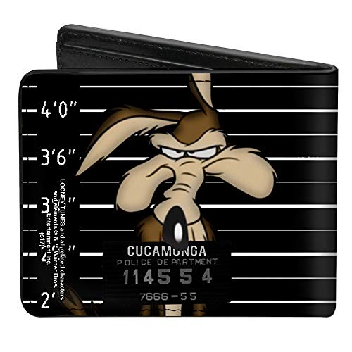 Buckle-Down PU Bifold Wallet - Wile E. Coyote CUCAMONGA Mug Shot Black/Gray/White2