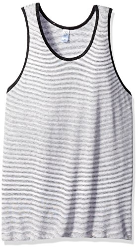Alternative Men's Jersey Marine Tank, Eco Ivory Seaside Stripe, XL