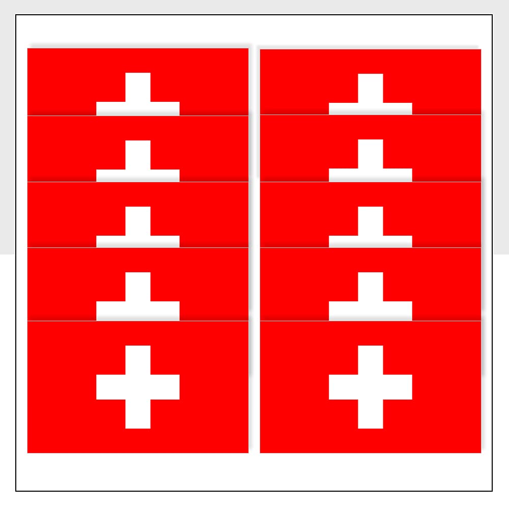 Packwith Switzerland Flag Laptop Sticker Pack Of 10 (25 X 15Mm) Waterproof Che Labels For Bike Ipad Fridge Helmet Packwith® #P1075