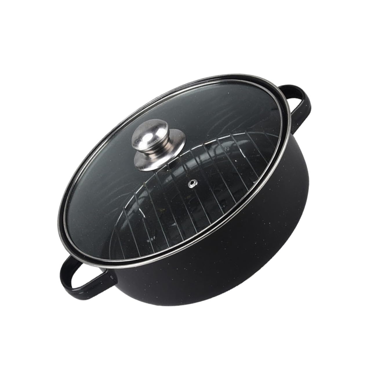Marmite de Rôtissage en Fonte Noire avec Conduit de Fumée, Chauffe Uniformément, pour Patates Douces et Châtaignes Four, Usage Domestique