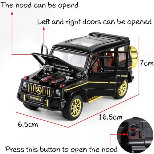 Image of 1:32 Scale Mercedes AMG G63 Toy Car | Metal Pullback Diecast Car for Kids with Openable Doors, Sound, Light Effects Toy for Car Enthusiasts (Color As Per Available), Black