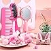 YoungJoy 21 Pcs Doll Hair Play Hair Styling Accessories Hair Brush Set Pink Seriesl Doll Hair Beauty Hair Care Tools Compatible with 18 and 14 Inch Dolls The Doll and Other Doll Item(Style 4)