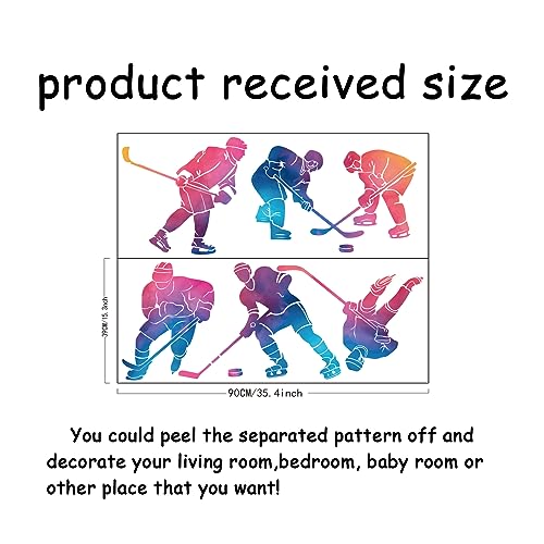 SUPERDANT Color Gradient Art Wall Sticker with Hockey Player DIY Art PVC Wall Decal Removable Wall Stickers and Murals Wall Decoration for Garden Living Room Bedroom Playroom - Image 2