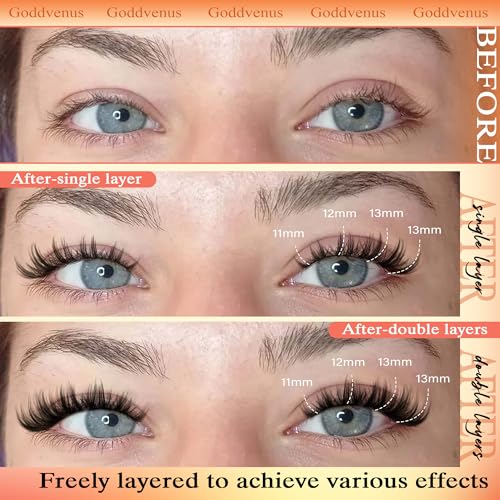 Image of Manga Lash Clusters Wispy Natural Cluster Eyelash Extensions with Widespan Design Anime Eyelash Clusters (11-13mm Mixed)