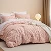 Bedsure Twin Comforter Set - Coral Pink Comforter, Boho Tufted Shabby Chic Bedding for Kids, 2 Pieces Vintage Farmhouse Bed Set for All Seasons, Fluffy Soft Bedding with 1 Pillow Sham #1
