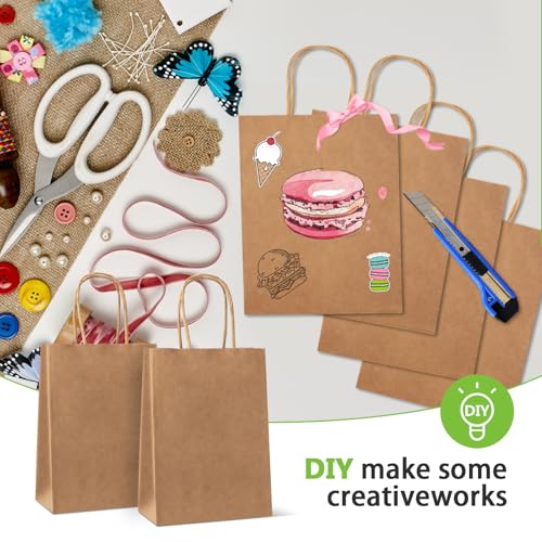 HAUSPROFI Papiertüten 40 Stück, Geschenktüten mit Henkel, Kraftpapiertüten Groß 15 x 8 x 21 cm, für Einkaufen, Hochzeiten, Verpackungen, Partys, Geburtstag, Weihnachten, 130 g/m², Braun