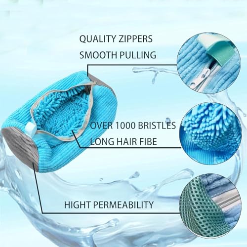 Image of Yellow Weaves Shoe Washing Machine Bag | 360 Deep Cleaning Shoes Laundry Bag with Zipper | Reusable, shoe Washer, Microfiber Protective Pouch for Toys, Sneakers & Slippers, Pack of 1 (Blue)