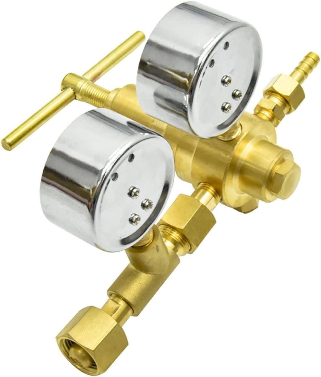 YQD-370/YQY-370/ YQQ-370 Druckminderer Vollkupfer-Manometer Druckminderer Druckminderventil Haltedruck für Anfänger DIY(YQY370 O2 0-10Mpa)