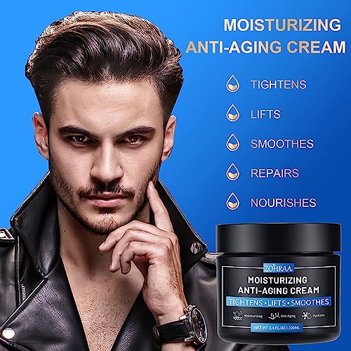 Men's Face Moisturizer Cream,Anti-Aging Cream For Men With Retinol, Hyaluronic Acid, Vitamins E, Jojoba Oil, Green Tea - Age Facial Skin Care - Day & Night Moisturizing Anti Wrinkle, 3.4 Oz #TOP2