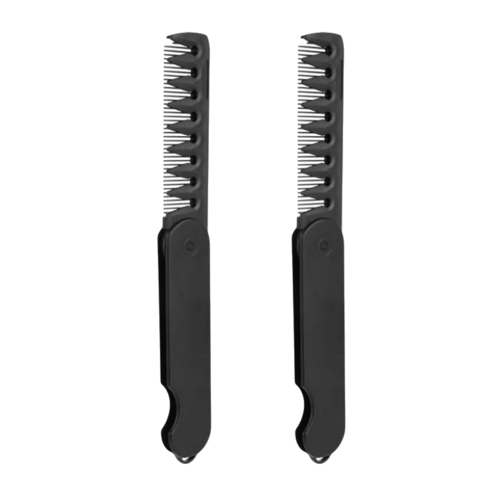 liso Mini peine de plástico multifuncional de dientes gruesos, retro, esponjoso y de dientes finos, fácil de transportar. desentrañando(2 pcs)