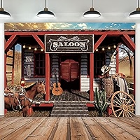 Aazon.co : Iirell Western Saloon Cowboy Backdrop 7Wx5H Feet Vintage Wild West Wooden House - View #4