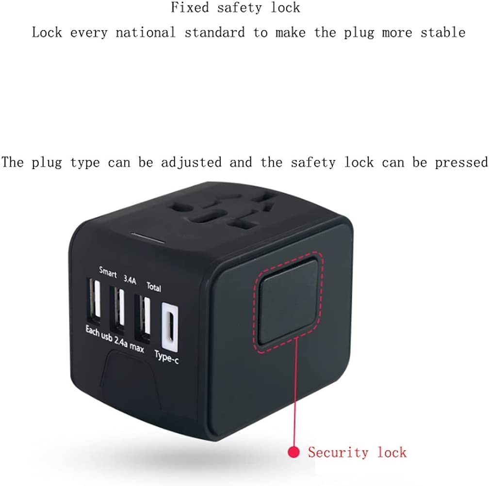 Adattatore da Viaggio Universale Adattatore di Alimentazione Internazionale con 3 Porte USB Adattatore da 100-240 Volt per Regno Unito Giappone Cina Europa USA CA AU AE