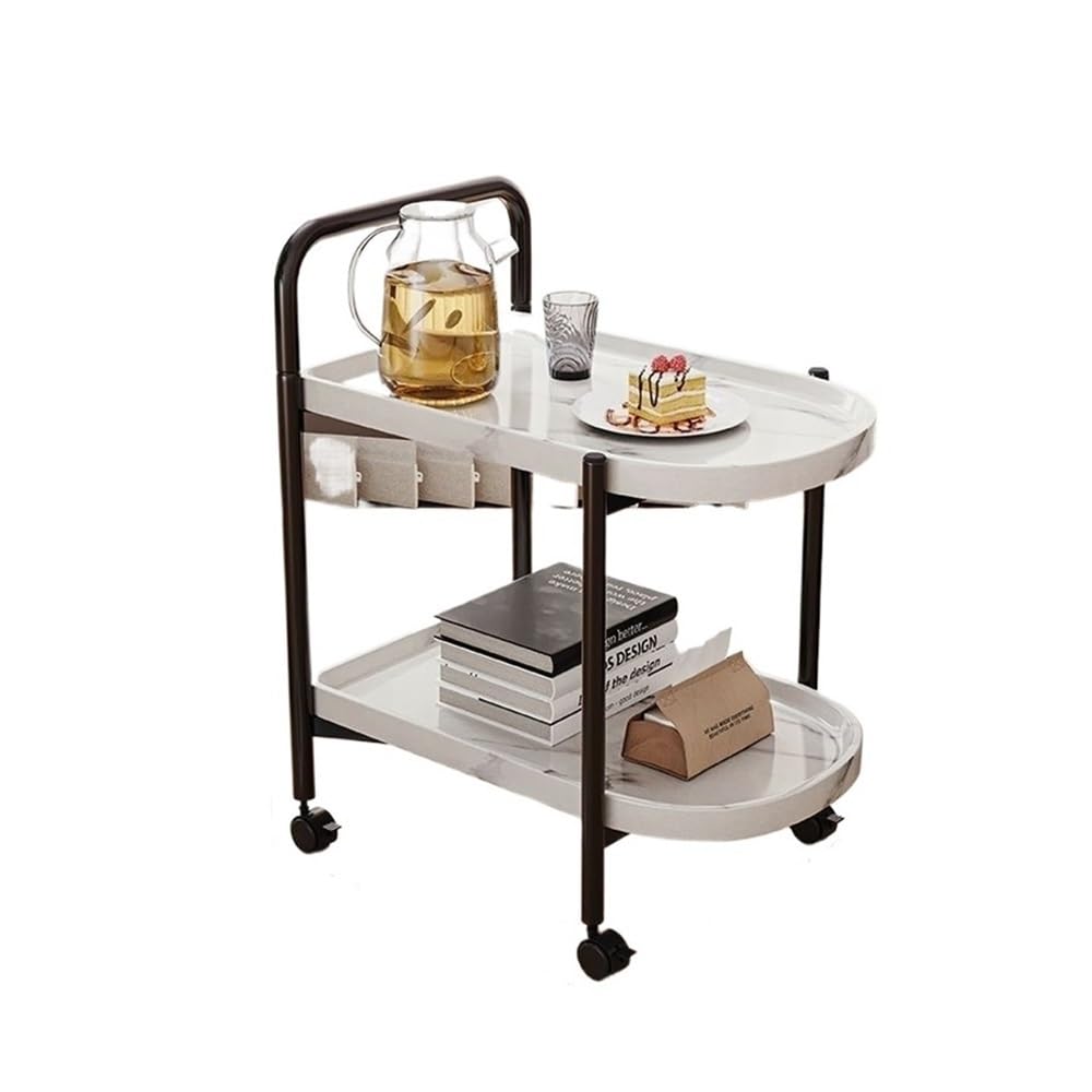Table basse blanche avec roulette de rangement et table d'appoint amovible