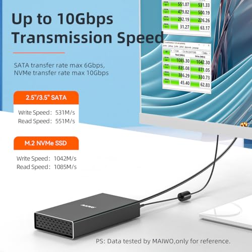 Caja externa NVME y SATA para discos 2.5 y 3.5 pulgadas miniatura 7