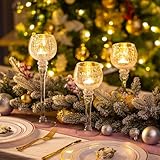 Inweder Glass Tealight Candle Holder: Clear Votive Holders 9/10/12 Inch Tall Long Setm Floating Candle Holders for Christmas Dining Table Centerpiece Wedding Party Set of 3