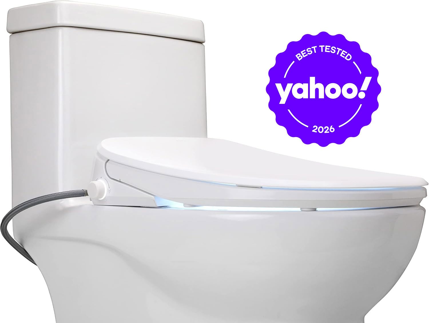 ALPHA BIDET UX Pearl Bidet Toilet Seat in Elongated White Ultra Low Profile Endless Warm Water Arced Stainless — view 2