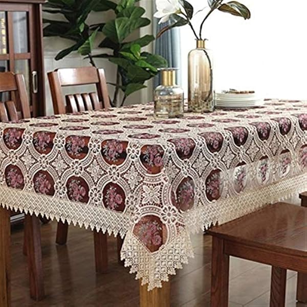Tablecloths Handmade Simple Embroidery Lace Tablecloth Dinning Cloth Table Cloth TV Covers Hollow Out Tea Tablecloths Sofa Towel Wine Red Kitchen Home Decoration
