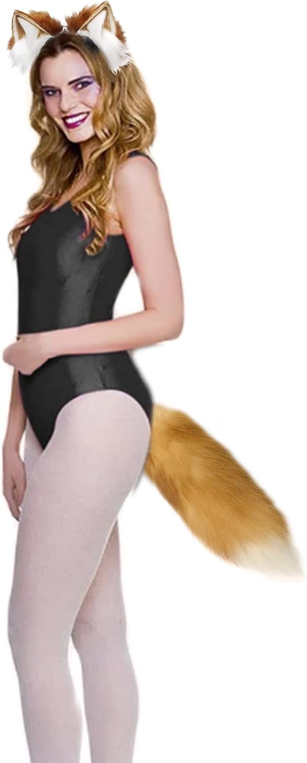 Valpeak Fox Ears and Tail Therian Tail Gear Wolf Ears for Kids Fluffy Therian Stuff Fox Costume for Girls Over 1 Years Old - Image 5