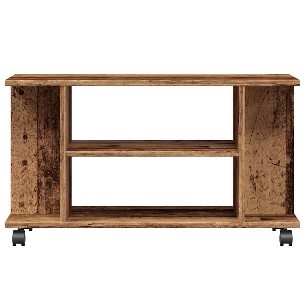 Woonisher Meuble TV avec roulettes Vieux Bois 80x40x45 cm Bois ingénierie Ensemble Meuble TV et Table Basse