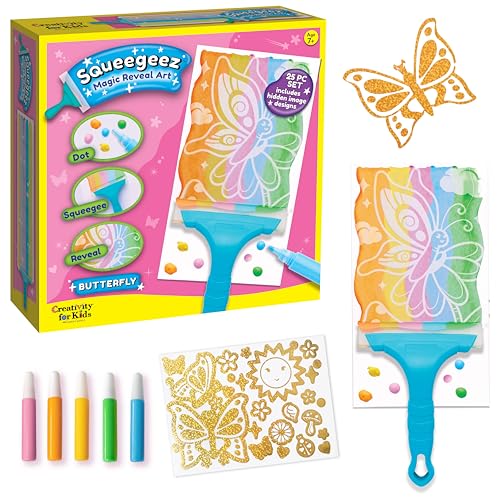 Creativity for Kids Squeegeez Magic Reveal Craft Kit: Butterfly - Kids Painting Art Activity Gifts for Girls and Boys (Ages 7+)